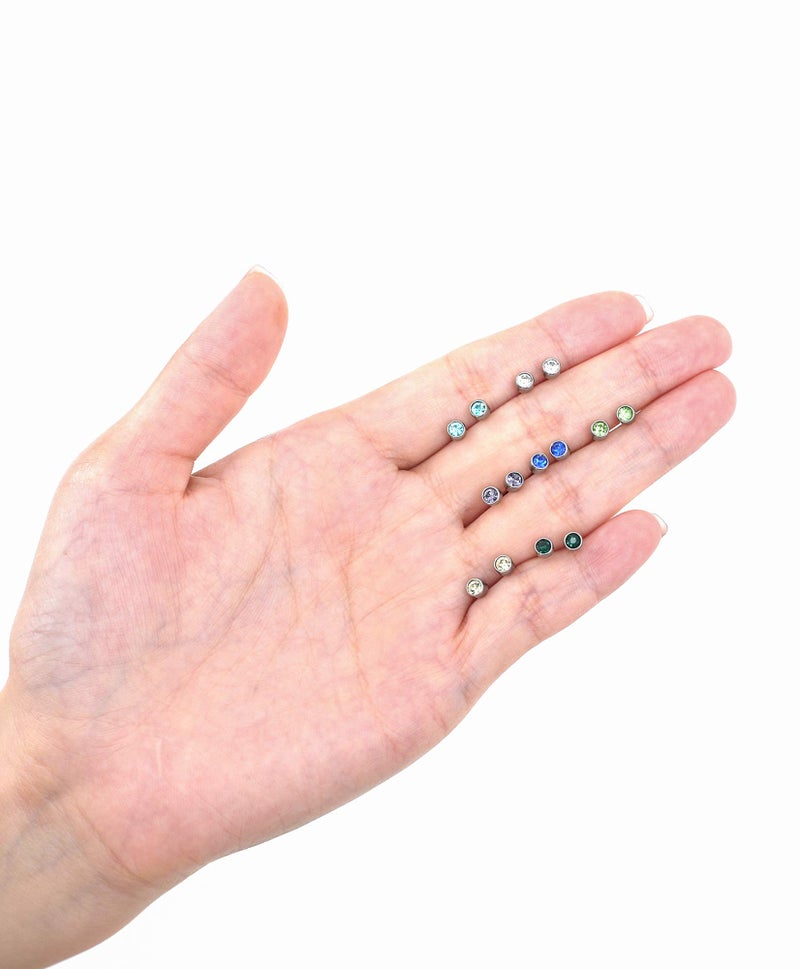 Tornito 7 Pairs Stainless Steel CZ Stud Earrings for Women Multicolor Cubic Zirconia Cartilage Helix Earrings Set Screwback 4MM - Image 4